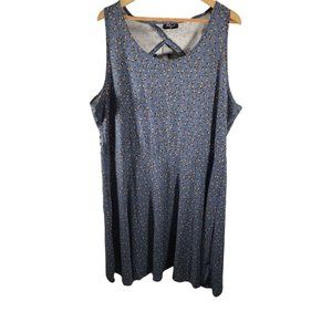 Ladies Blue/Black/Yellow Floral Print Sundress w/ Keyhole Back